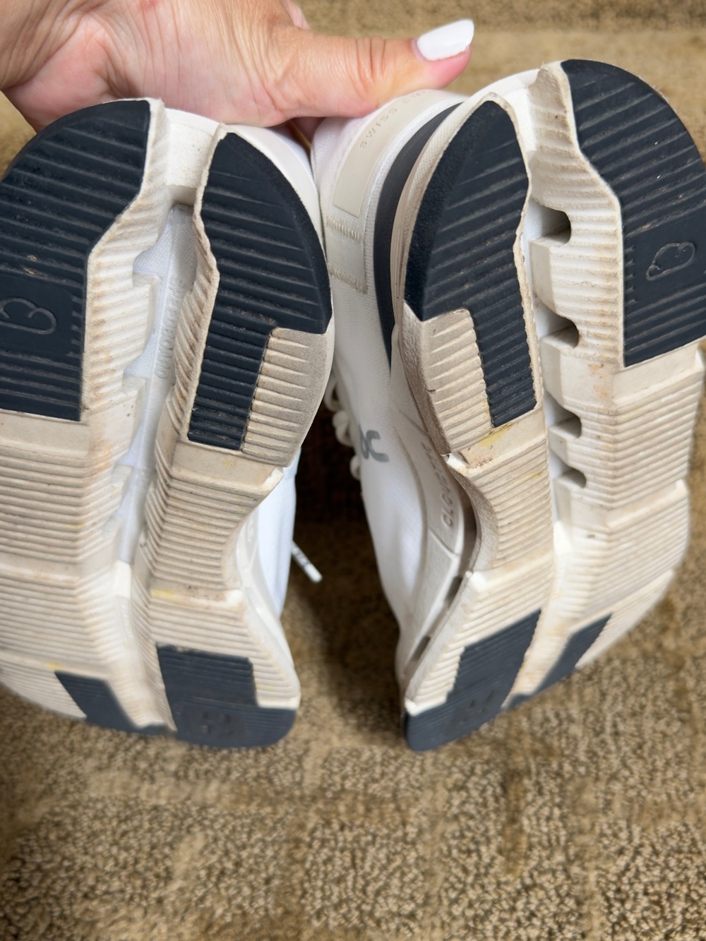 On Running Women's White Sneakers with Black Toe Caps - Picture 4 of 5